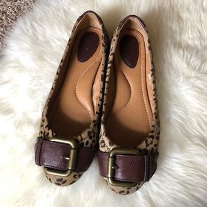 Fossil Maddox Calf Hair Leopard Flats
